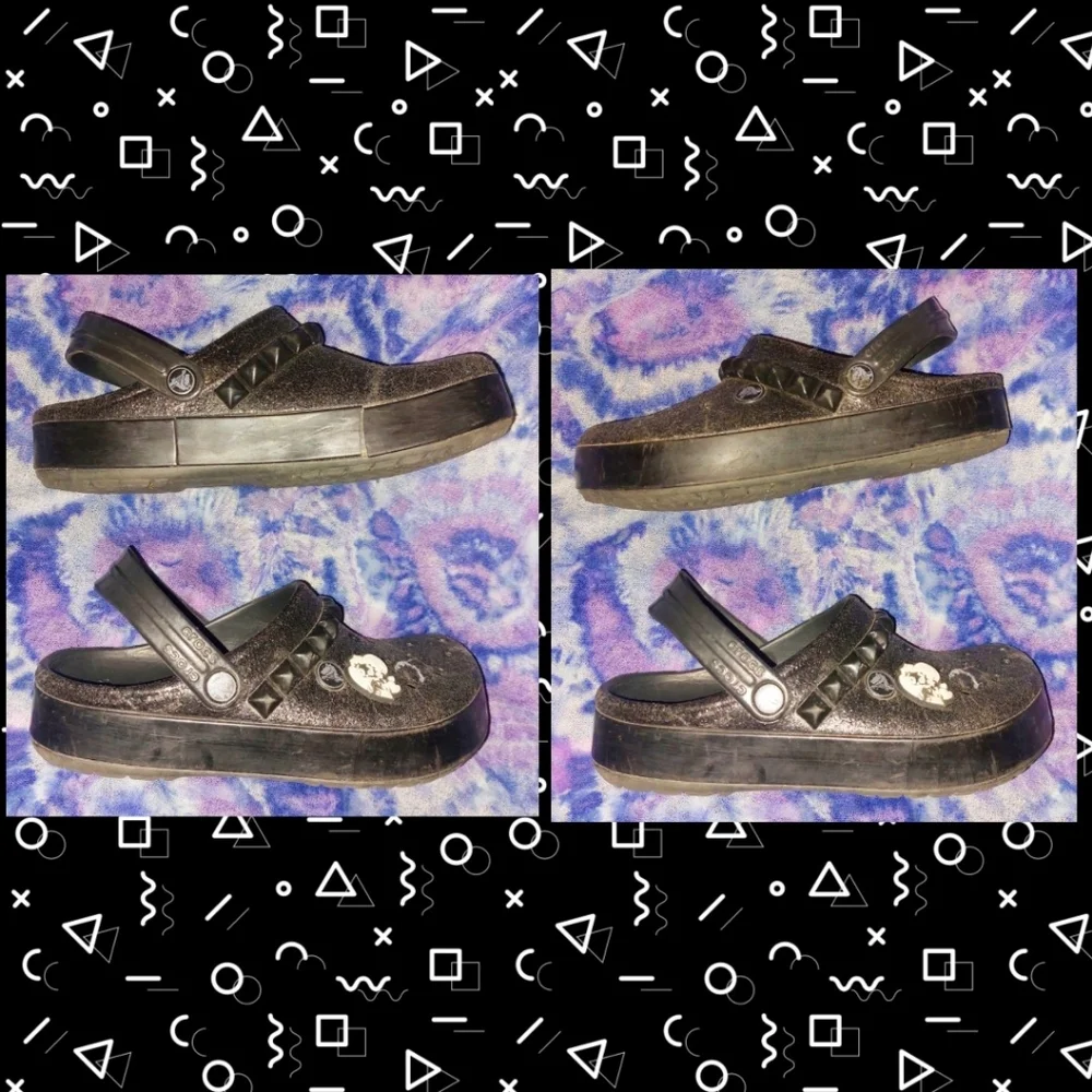 Crocs brand Black Shimmery Unisex Kids Clogs Sz 4M/6W
